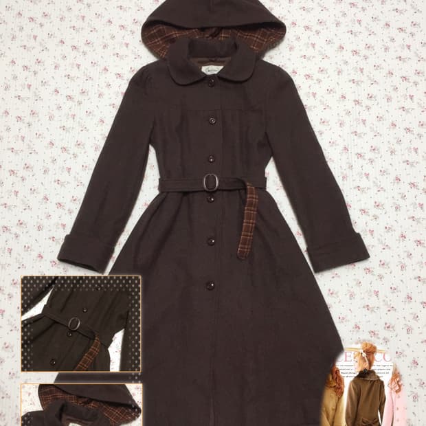 빈티지 모리걸 브라운 체크 코트