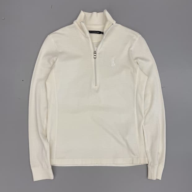폴로 랄프로렌 화이트 빅포니 하프집 코튼 니트 
