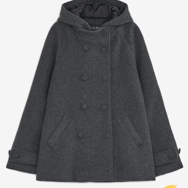 후드 하프 코트 차콜