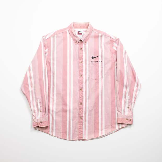 슈프림 나이키 핑크 스트라이프 코튼 트윌 셔츠