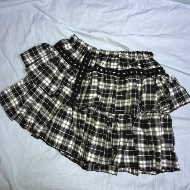 y2k 갸루 스커트 체크 밴딩 고스 펑크룩 빈티지