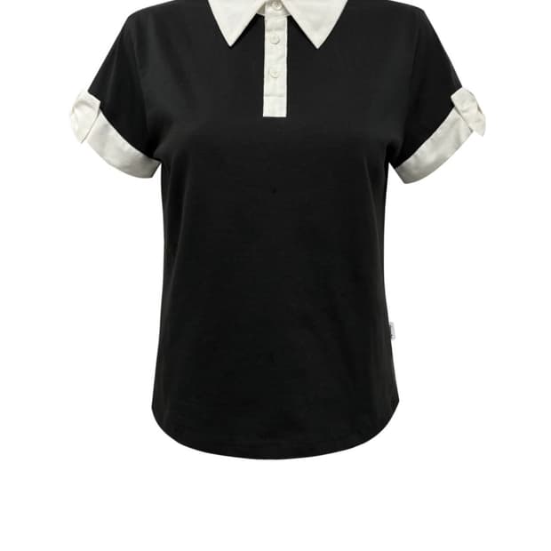 Chemehc bow sleeve shirt collar top