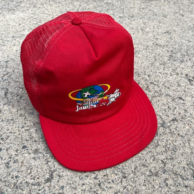 빈티지 레드 트러커햇 매쉬캡