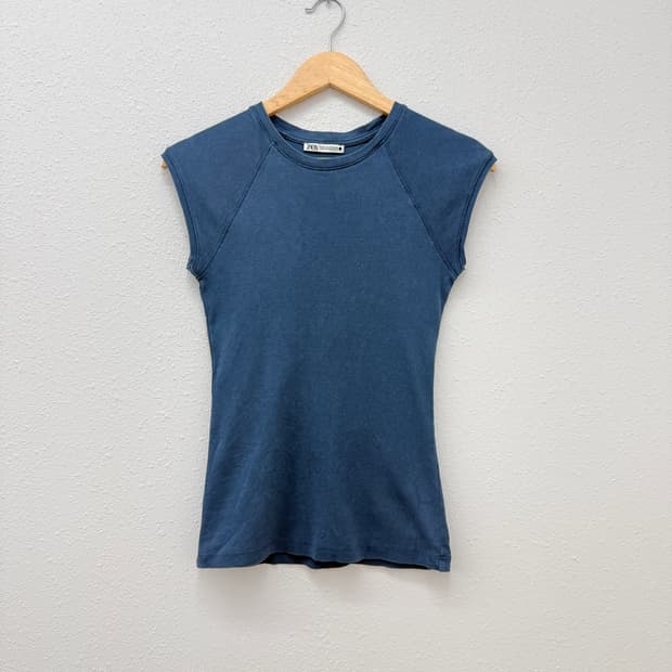 빈티지 ZARA 네이비 라인 슬리브리스