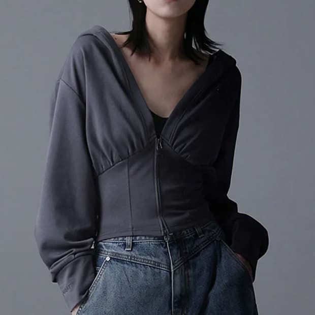 어반드레스 후드집업 슬림핏 다크그레이