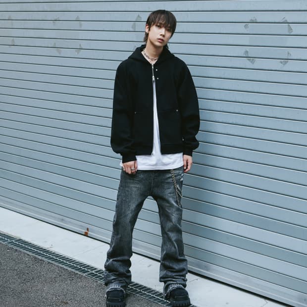 로어링라드 에센셜 오버 후드 집업 블랙