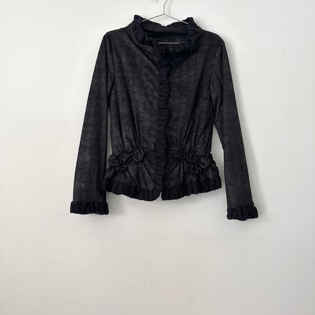 Flower pattern jacquard jacket / black