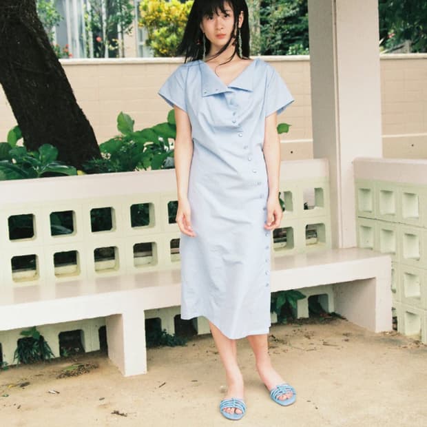 할로미늄 버튼업 원피스