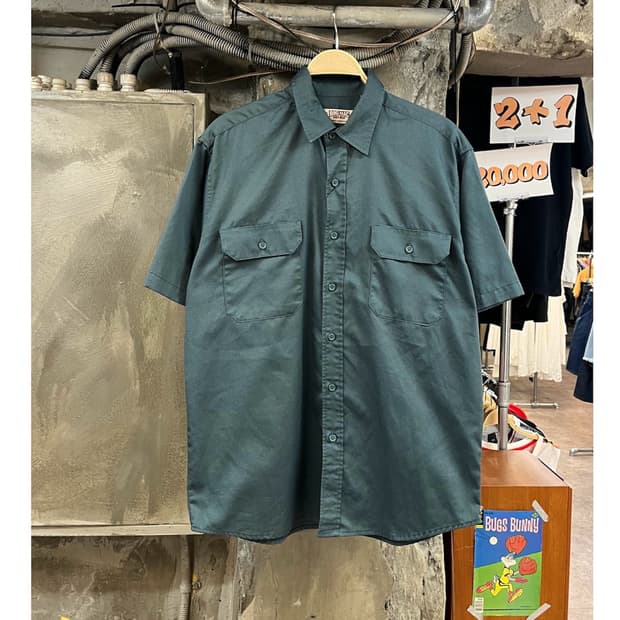 빈티지 BIG MAC 워크 반팔 셔츠 그린 M #csz3902