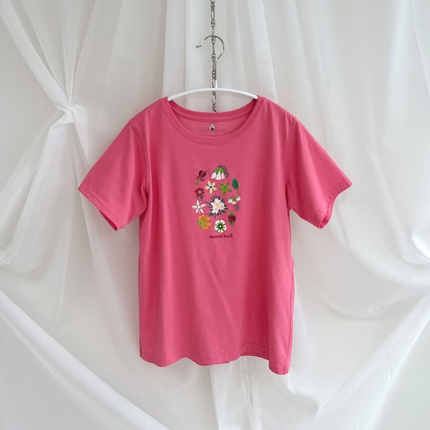 Mont Bell pink botanic T-shirt
