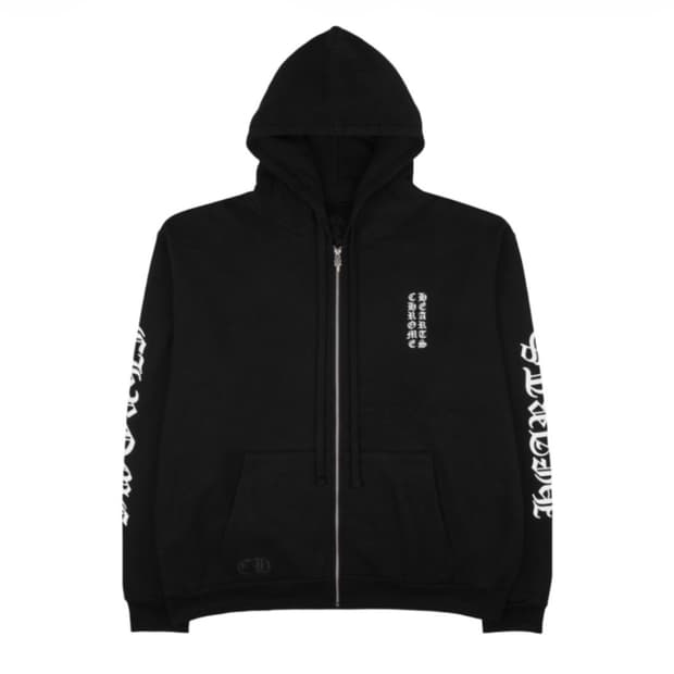 크롬하츠 버티컬 롱 플리스 집업 후드 블랙