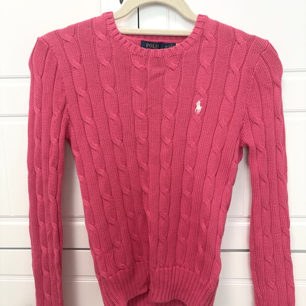 폴로 랄프로렌 여성 클래식 꽈배기 니트 핑크 xs