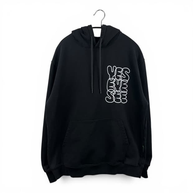 (M) 예스아이씨 빅로고 후드 티 블랙