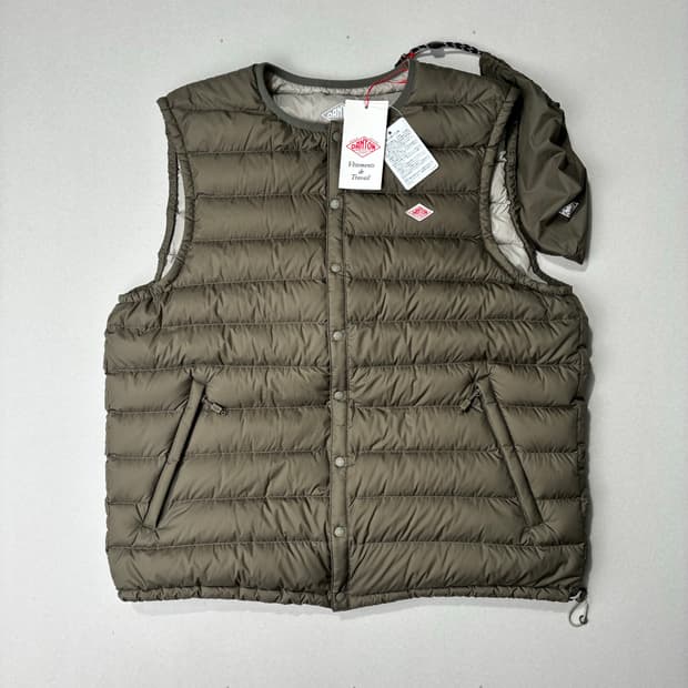 DANTON 단톤 이너 다운 크루넥 베스트 올리브 XL사이즈