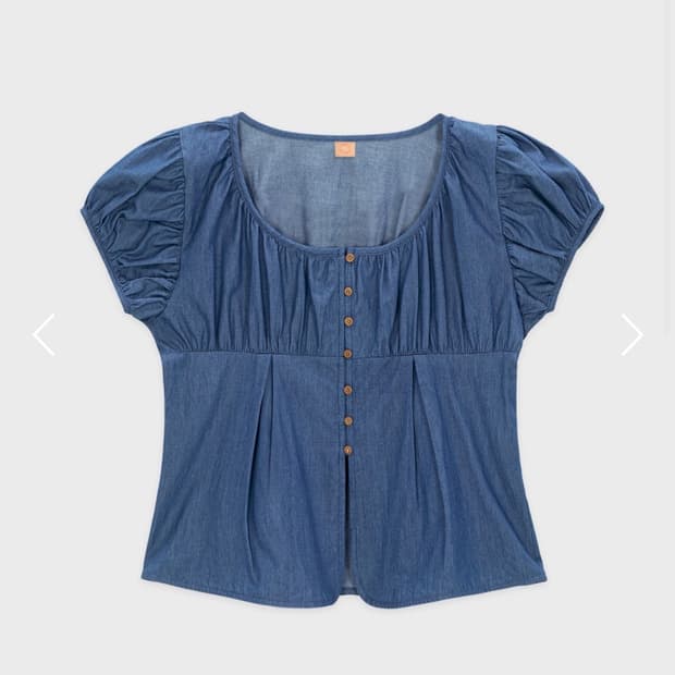 Shirring Puff Blouse (Deep Blue)