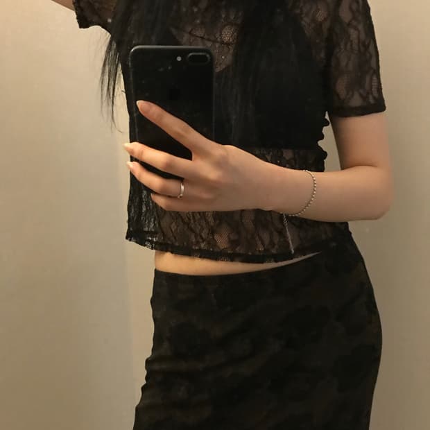 빈티지 레이스 반팔 