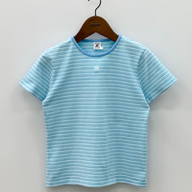 courreges / 꾸레쥬 스카이블루 스트라이프 반팔 티셔츠 