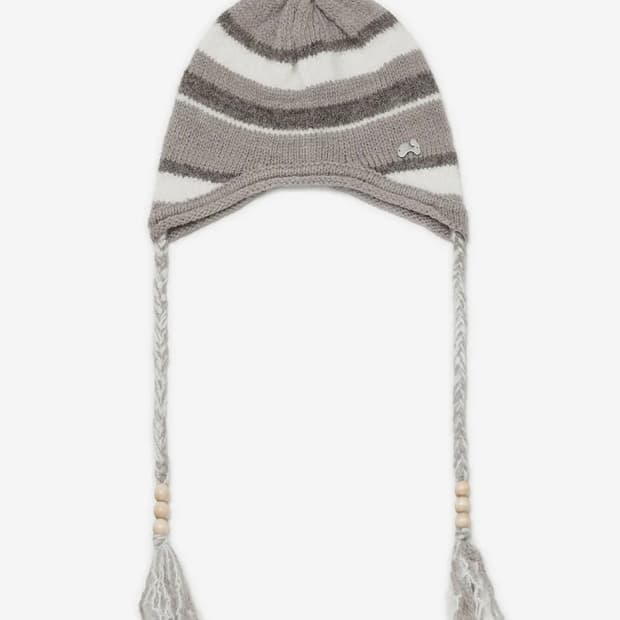 허그유어스킨 스트라이프 이어플랩 비니 (베이지)