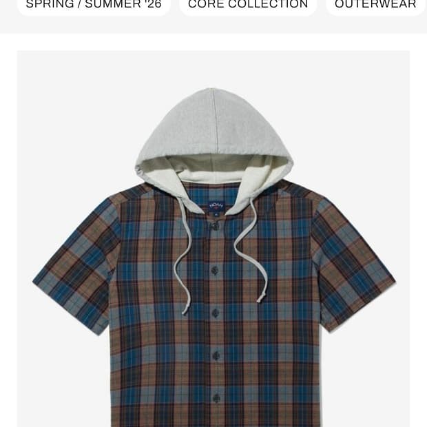 NOAH hooded baseball flannel
