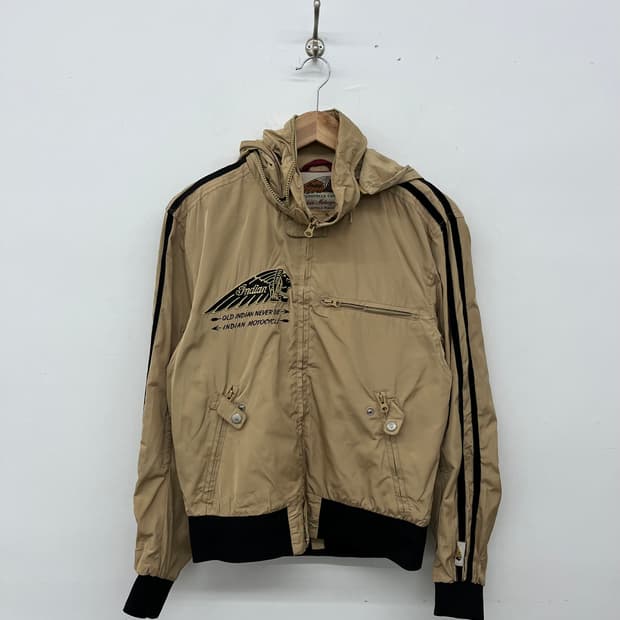 빈티지 인디언 모터사이클 후드 바람막이 자켓 공용L