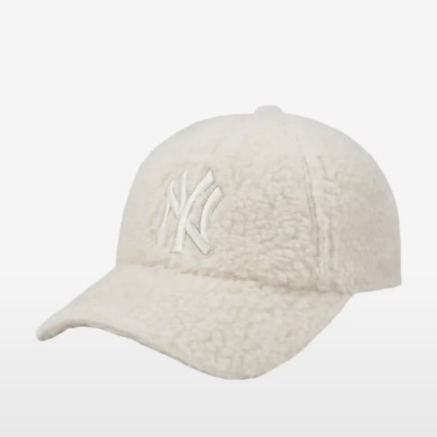 MLB 양털 후리스 커브조절캡 NY (WHITE)