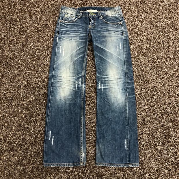 COAX 빈티지 워시드 디스 데님 팬츠