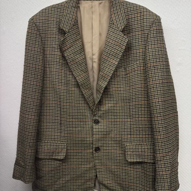 90's 올드스쿨 버버리 빈티지 하운드투스 체크 뉴울 블레이저 L
