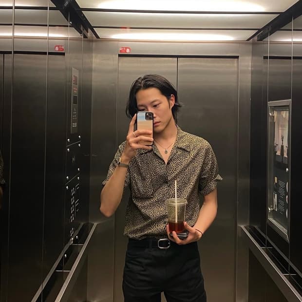 생로랑 레오파드 하와이안 셔츠 