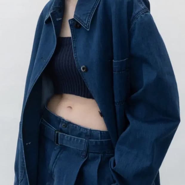 모노하 데님 스커트 