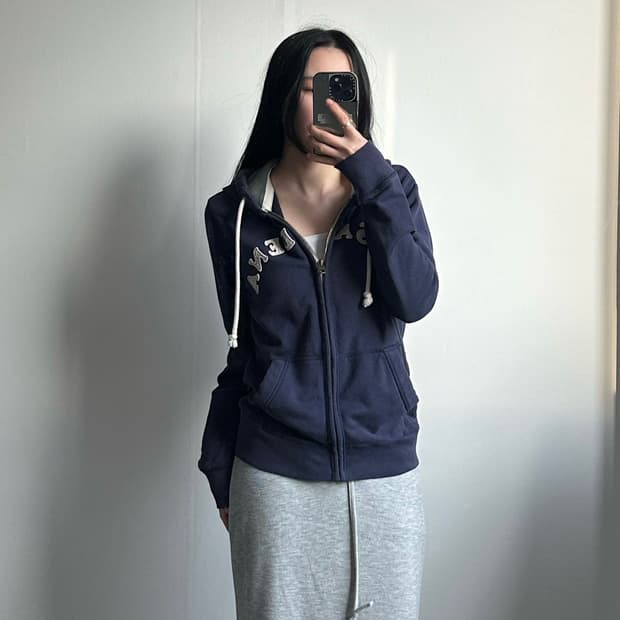 후아유 y2k 와투케 네이비 후드집업