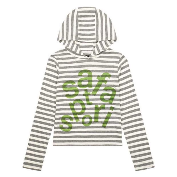 [2] 사파리스팟 1/2 티켓팅 스트라이프 보더 후디 그레이 후드 티셔츠