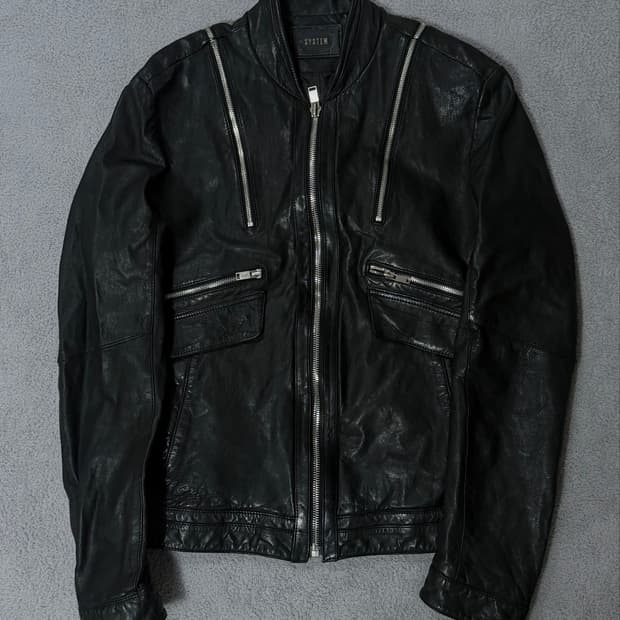 SYSTEM Zipper Leather jacket 시스템 레더자켓