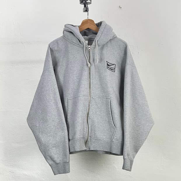 나이키 x 스투시 그레이 헤더 플리스 후디 풀 집업 자켓