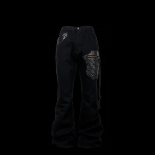 (구매) v1 에모스탠스클럽 레더패치 데님 팬츠