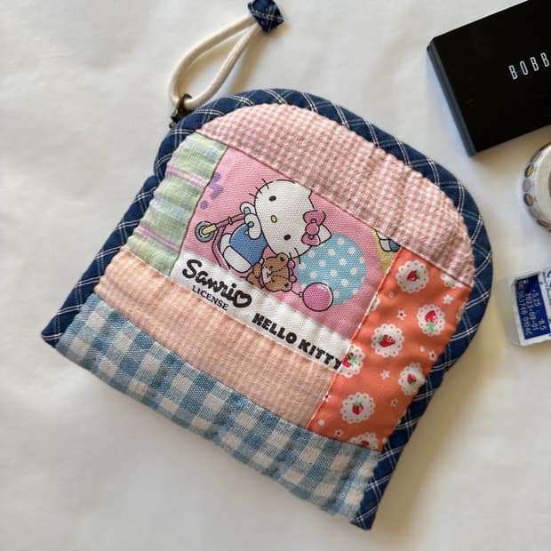 키티 납작 큰 파우치 / 핸드메이드 /