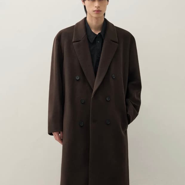 드로우핏 퓨어 캐시미어 로브 더블 코트 브라운 M 새상품