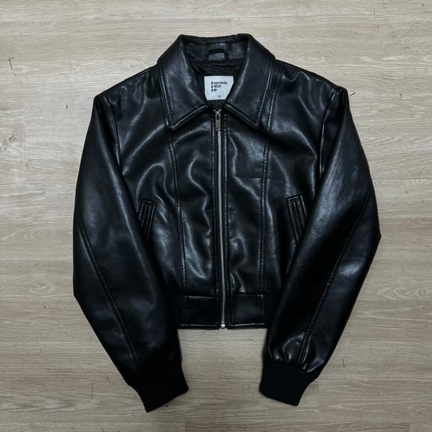 에잇세컨즈 여성 레더 크롭 라이더 가죽자켓 [블랙] XS/85