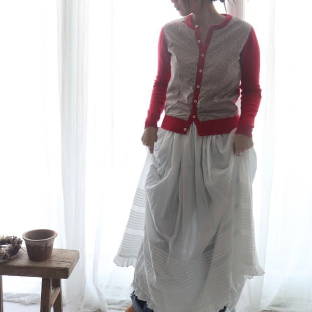 [Beams Boy] Liberty Floral Red Cardigan