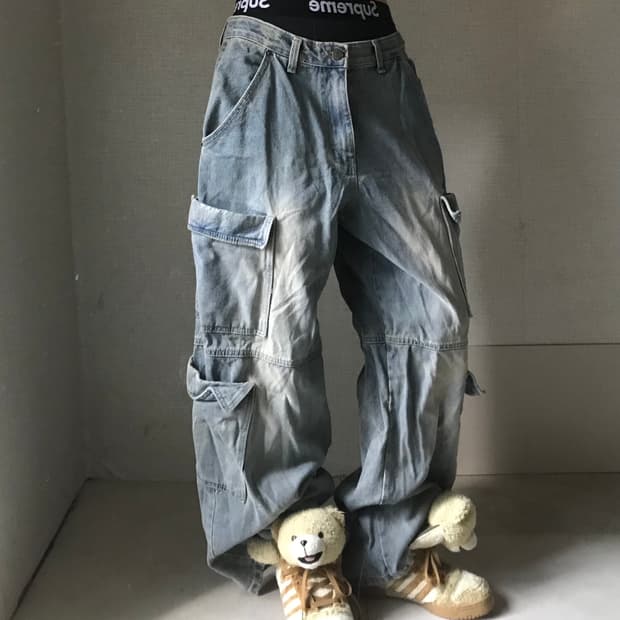 빈티지 멀티포켓 데님카고팬츠