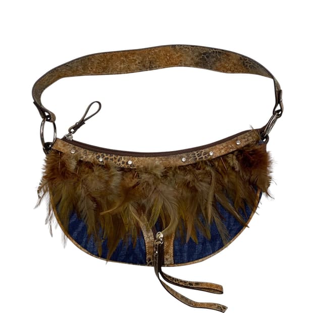 kamehae 빈티지 y2k 깃털 오리엔탈 호보백