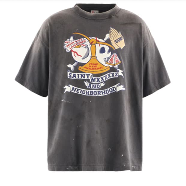 Lsize 네이버후드 x 세인트미카엘 STHD 프레이 티셔츠 블랙
