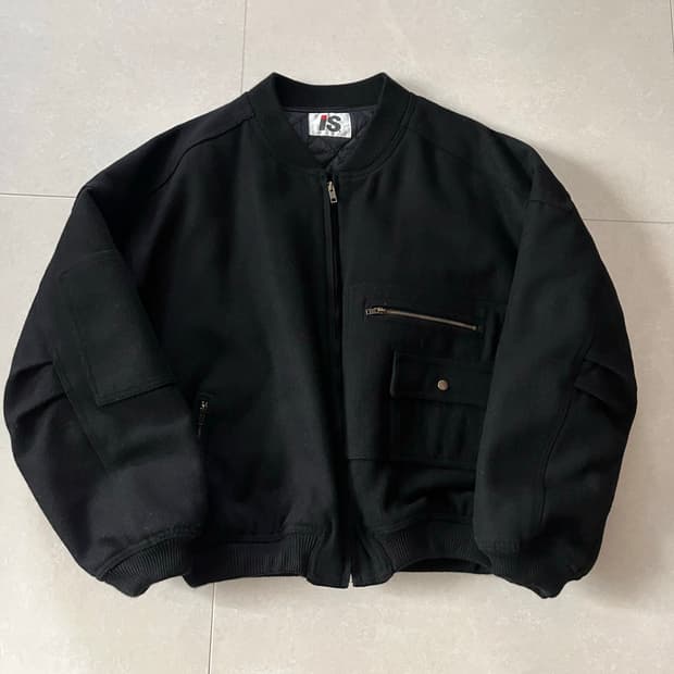 80s 빈티지 이세이미야케 케어라벨 울 봄버 자켓