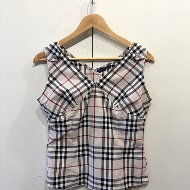버버리 런던 노바 체크 슬리브리스 탑