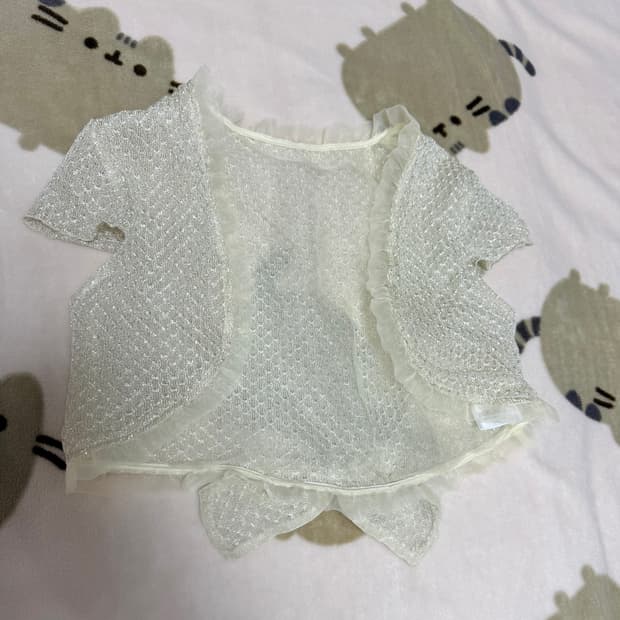 리본 레이스 크롭 볼레로 가디건