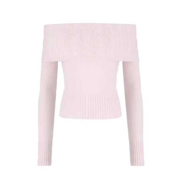 클리시어 컵케이크 오프숄더 케이블 니트 핑크