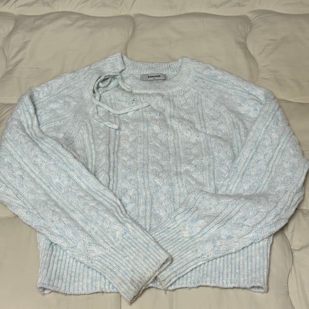 에잇세컨즈 케이블스트랩 풀오버니트 스카이블루 S