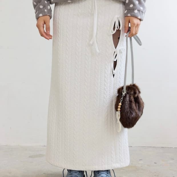 콜로신스 패딩 롱스커트