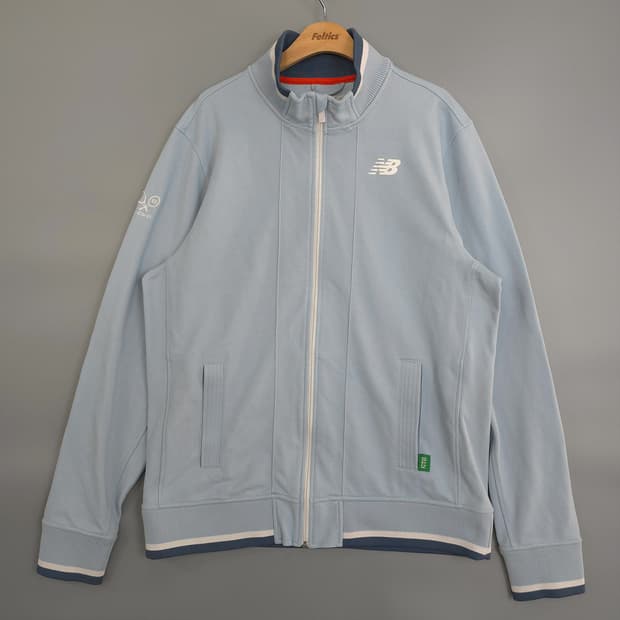 뉴발란스 New Balance 로고 라인 배색 트랙자켓 라이트블루 XL
