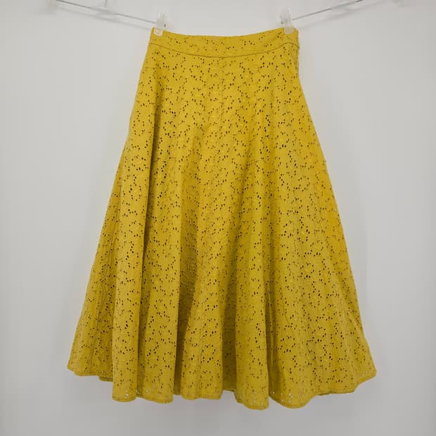 빈티지 레이스 롱스커트 옐로우 밴딩 스커트 여성 데이트룩