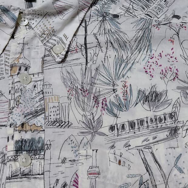 (95) PS Paul Smith 시티 랜드마크 드로잉 셔츠 - 일본산